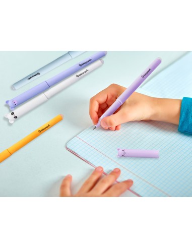 Boligrafo fantasia liderpapel animal town gato tinta azul borrable punta 1 mm