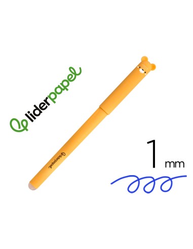 Boligrafo fantasia liderpapel animal town ardilla tinta azul borrable punta 1 mm