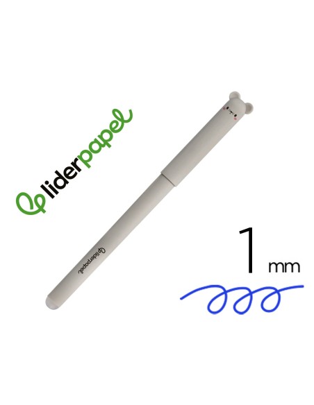 Boligrafo fantasia liderpapel animal town raton tinta azul borrable punta 1 mm