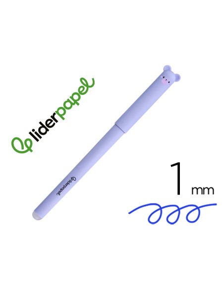 Boligrafo fantasia liderpapel animal town oso tinta azul borrable punta 1 mm