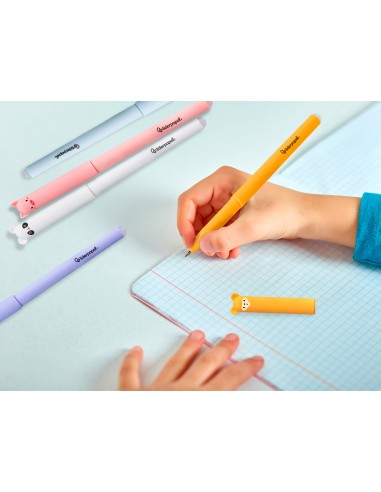 Boligrafo fantasia liderpapel animal town mono tinta azul borrable punta 1 mm