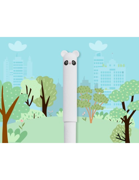 Boligrafo fantasia liderpapel animal town panda tinta azul borrable punta 1 mm