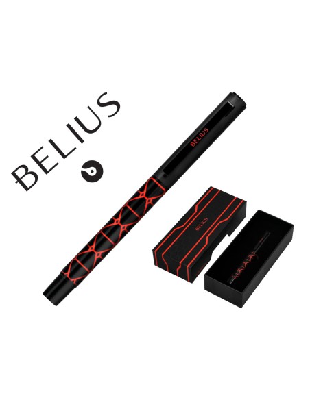 Boligrafo belius legacy aluminio diseno triangulo rojo cuerpo negro tinta color azul caja de diseno Boligrafo belius legacy aluminio diseno triangulo rojo cuerpo negro tinta color azul caja de diseno