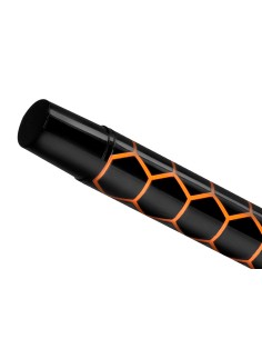 Boligrafo belius legacy aluminio diseno hexagono naranja cuerpo negro tinta color azul caja de diseno
