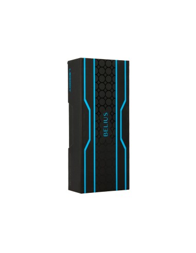 Boligrafo belius legacy aluminio diseno circulos azul cuerpo negro tinta color azul caja de diseno