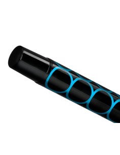 Boligrafo belius legacy aluminio diseno circulos azul cuerpo negro tinta color azul caja de diseno
