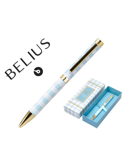 Boligrafo belius perfect picnic day aluminio color azul celeste dorado tinta azulcaja de diseno Boligrafo belius perfect picnic day aluminio color azul celeste dorado tinta azulcaja de diseno