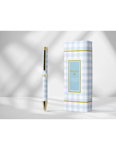 Boligrafo belius perfect picnic day aluminio color azul celeste dorado tinta azulcaja de diseno