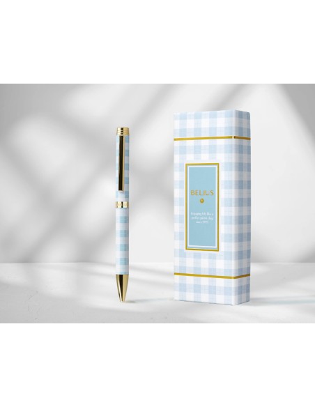 Boligrafo belius perfect picnic day aluminio color azul celeste dorado tinta azulcaja de diseno Boligrafo belius perfect picnic day aluminio color azul celeste dorado tinta azulcaja de diseno
