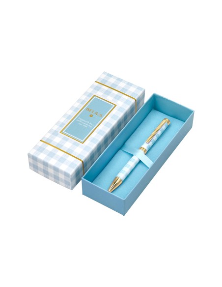 Boligrafo belius perfect picnic day aluminio color azul celeste dorado tinta azulcaja de diseno Boligrafo belius perfect picnic day aluminio color azul celeste dorado tinta azulcaja de diseno