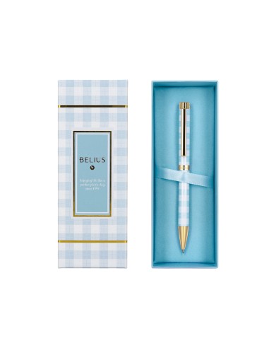 Boligrafo belius perfect picnic day aluminio color azul celeste dorado tinta azulcaja de diseno