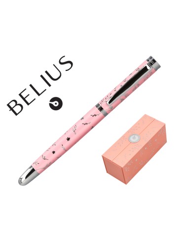 Roller belius bella aluminio color rosa diseno plateado relieve tinta color negro caja de diseno