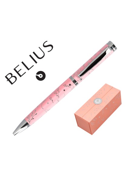 Boligrafo belius bella aluminio color rosa diseno plateado relieve tinta azul caja de diseno Boligrafo belius bella aluminio color rosa diseno plateado relieve tinta azul caja de diseno