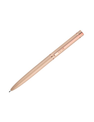 Boligrafo belius rose aluminio color burdeos oro rosa tinta azul caja de diseno