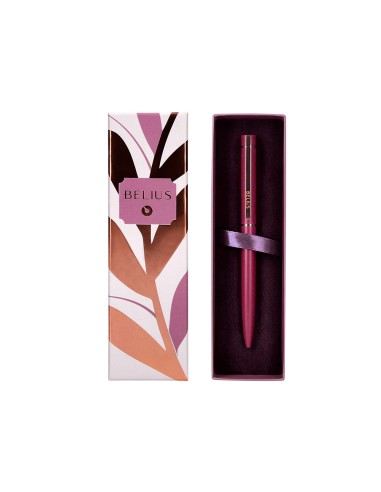 Boligrafo belius rose aluminio color beige claro oro rosa tinta azul caja de diseno