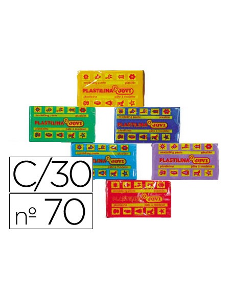Plastilina jovi 70 tamano pequeno caja de 30 unidades colores surtidos Plastilina jovi 70 tamano pequeno caja de 30 unidades colores surtidos