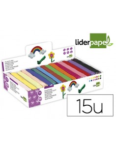 Plastilina liderpapel en barras de 150 gramos caja de 15 unidades colores surtidos