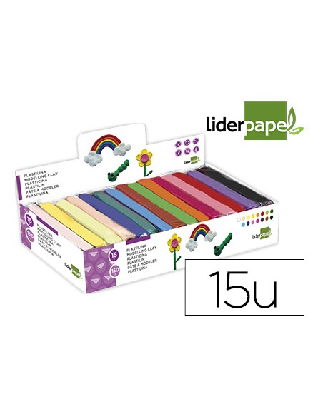 Plastilina liderpapel en barras de 150 gramos caja de 15 unidades colores surtidos Plastilina liderpapel en barras de 150 gramos caja de 15 unidades colores surtidos