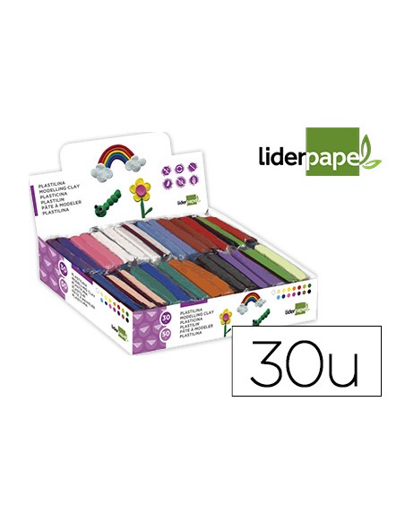 Plastilina liderpapel en barras de 50 gramos caja de 30 unidades colores surtidos Plastilina liderpapel en barras de 50 gramos caja de 30 unidades colores surtidos