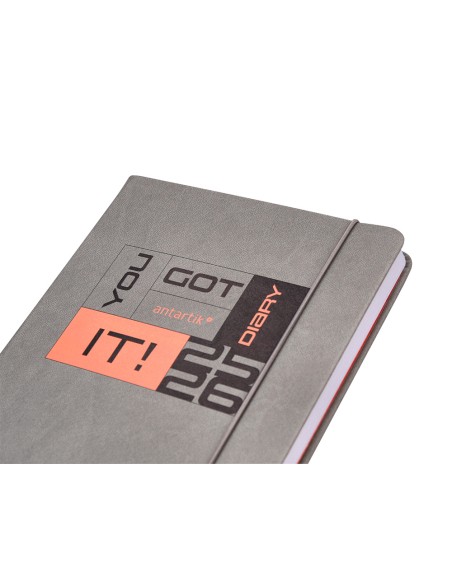 Agenda escolar antartik 25 26 encuadernada go simil piel gris semana vista a5 bilingue papel fsc 80 gr