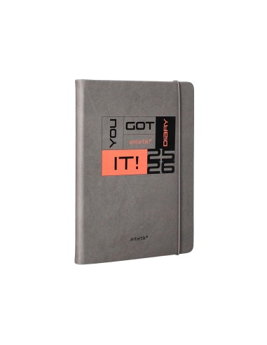 Agenda escolar antartik 25 26 encuadernada go simil piel gris semana vista a5 bilingue papel fsc 80 gr