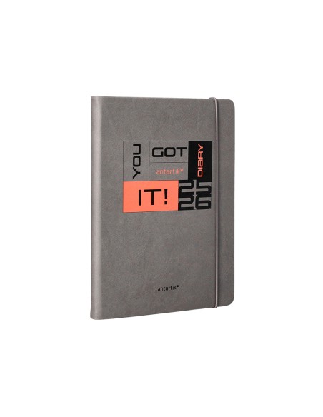 Agenda escolar antartik 25 26 encuadernada go simil piel gris semana vista a5 bilingue papel fsc 80 gr