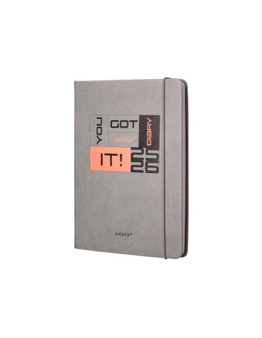 Agenda escolar antartik 25 26 encuadernada go simil piel gris semana vista a5 bilingue papel fsc 80 gr