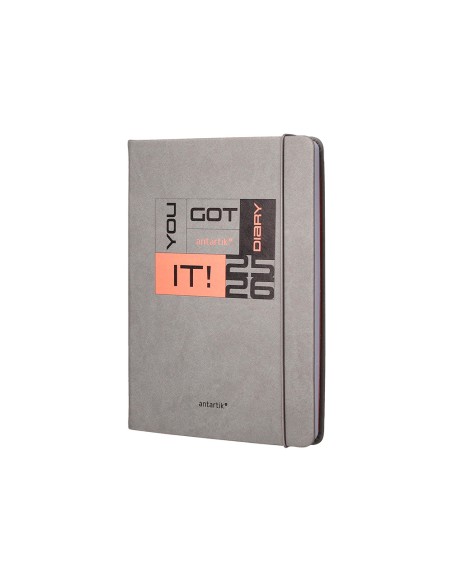 Agenda escolar antartik 25 26 encuadernada go simil piel gris semana vista a5 bilingue papel fsc 80 gr