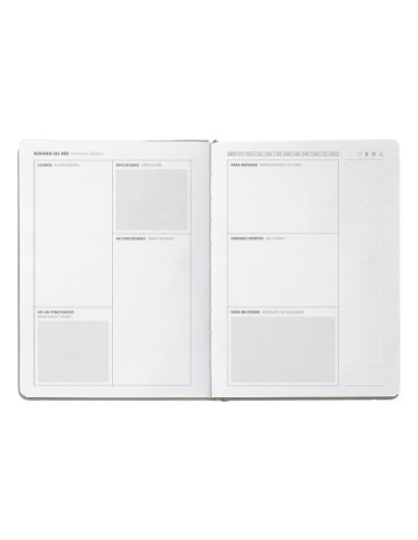 Agenda escolar antartik 25 26 encuadernada go simil piel gris semana vista a5 bilingue papel fsc 80 gr