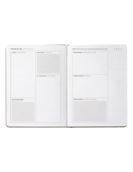 Agenda escolar antartik 25 26 encuadernada go simil piel gris semana vista a5 bilingue papel fsc 80 gr