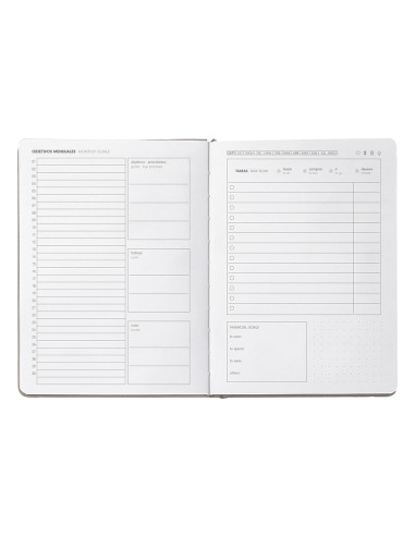 Agenda escolar antartik 25 26 encuadernada go simil piel gris semana vista a5 bilingue papel fsc 80 gr