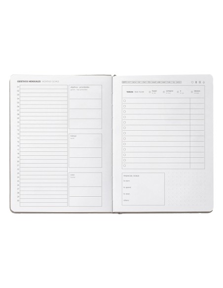 Agenda escolar antartik 25 26 encuadernada go simil piel gris semana vista a5 bilingue papel fsc 80 gr