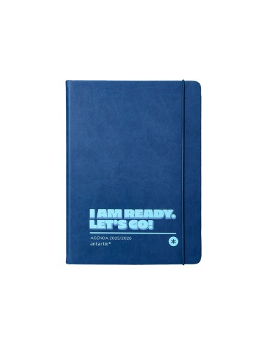 Agenda escolar antartik 25 26 encuadernada go simil piel azul oscuro semana vista a5 bilingue papel fsc 80 gr