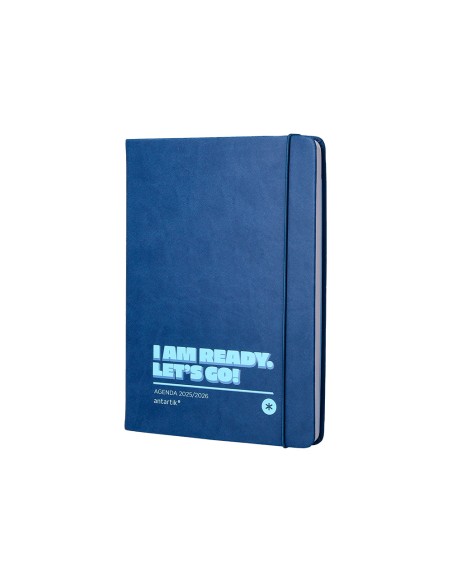 Agenda escolar antartik 25 26 encuadernada go simil piel azul oscuro semana vista a5 bilingue papel fsc 80 gr
