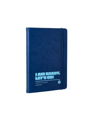 Agenda escolar antartik 25 26 encuadernada go simil piel azul oscuro semana vista a5 bilingue papel fsc 80 gr