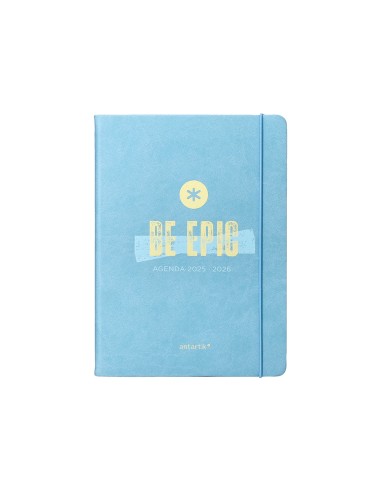 Agenda escolar antartik 25 26 encuadernada go simil piel azul semana vista a5 bilingue papel fsc 80 gr