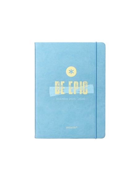 Agenda escolar antartik 25 26 encuadernada go simil piel azul semana vista a5 bilingue papel fsc 80 gr