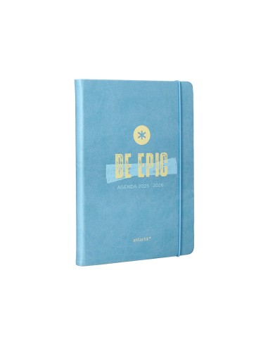 Agenda escolar antartik 25 26 encuadernada go simil piel azul semana vista a5 bilingue papel fsc 80 gr