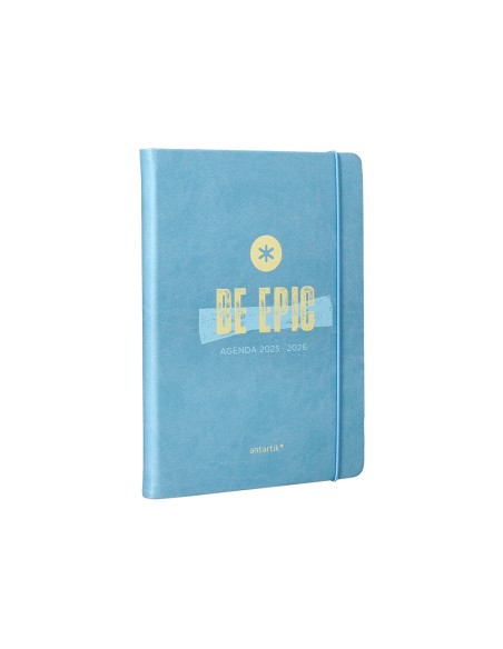 Agenda escolar antartik 25 26 encuadernada go simil piel azul semana vista a5 bilingue papel fsc 80 gr