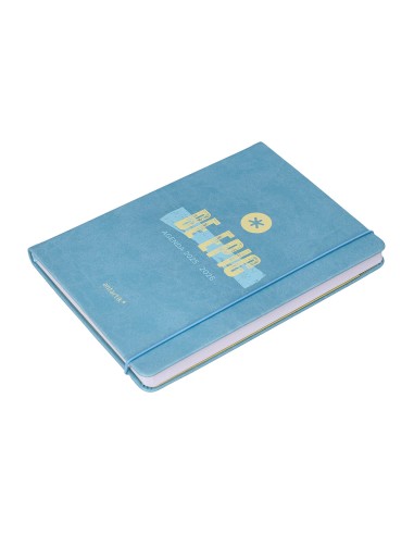 Agenda escolar antartik 25 26 encuadernada go simil piel azul semana vista a5 bilingue papel fsc 80 gr