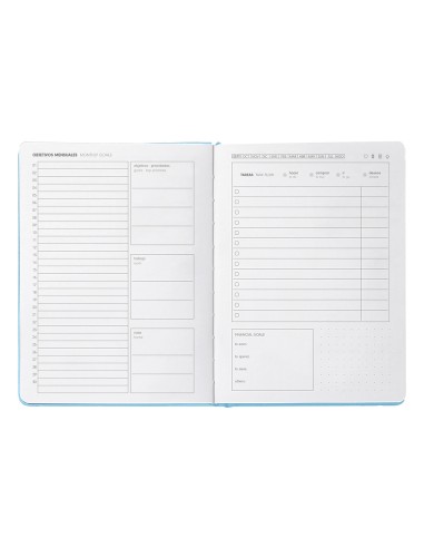 Agenda escolar antartik 25 26 encuadernada go simil piel azul semana vista a5 bilingue papel fsc 80 gr