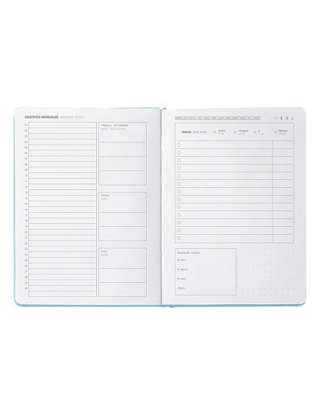 Agenda escolar antartik 25 26 encuadernada go simil piel azul semana vista a5 bilingue papel fsc 80 gr