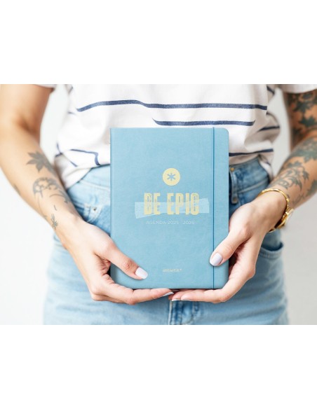 Agenda escolar antartik 25 26 encuadernada go simil piel azul semana vista a5 bilingue papel fsc 80 gr