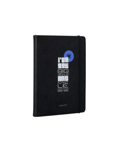 Agenda escolar antartik 25 26 encuadernada go simil piel negro semana vista a5 bilinguepapel fsc 80 gr