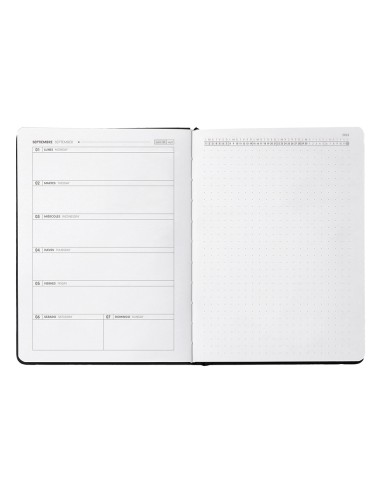 Agenda escolar antartik 25 26 encuadernada go simil piel negro semana vista a5 bilinguepapel fsc 80 gr