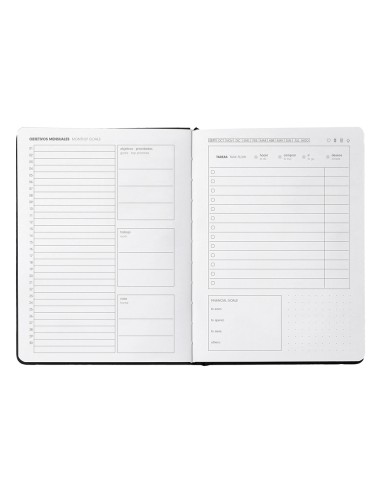 Agenda escolar antartik 25 26 encuadernada go simil piel negro semana vista a5 bilinguepapel fsc 80 gr