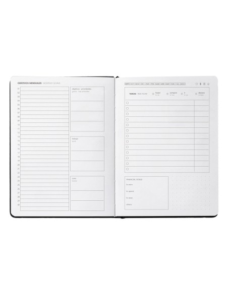 Agenda escolar antartik 25 26 encuadernada go simil piel negro semana vista a5 bilinguepapel fsc 80 gr