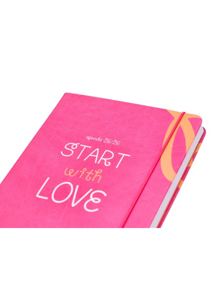 Agenda escolar antartik 25 26 encuadernada go simil piel fucsia semana vista a5 bilingue papel fsc 80 gr