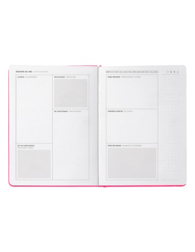 Agenda escolar antartik 25 26 encuadernada go simil piel fucsia semana vista a5 bilingue papel fsc 80 gr