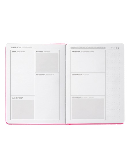 Agenda escolar antartik 25 26 encuadernada go simil piel fucsia semana vista a5 bilingue papel fsc 80 gr